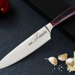 Personalized CHEF KNIFE Custom engraved Housewarming wedding gift Kitchen gift for Chefs Fathers day gift Gift for Dad chef birthday