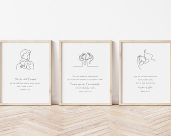 Nursery Bible Verse Printed art print, Scripture Printed and shipped Watercolor Christian art printed on high archival paper Set of 3 PC1-A3