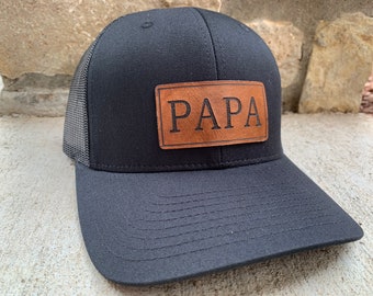 Chapeau de papa, CUIR VÉRITABLE, cadeau de fête des pères pour le nouveau papa de papa, chapeau de papa en cuir, cadeau de Noël de chapeau en cuir pour votre papa ou grand-père !