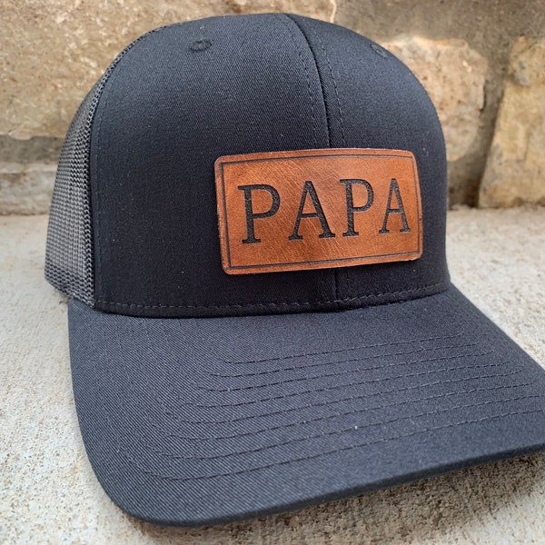 Chapeau de papa, CUIR VÉRITABLE, cadeau de fête des pères pour le nouveau papa de papa, chapeau de papa en cuir, cadeau de Noël de chapeau en cuir pour votre papa ou grand-père !