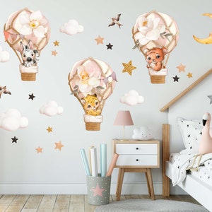 Hot Air Balloon wall decal, Nursery Fabric wall sticker personalized with your name