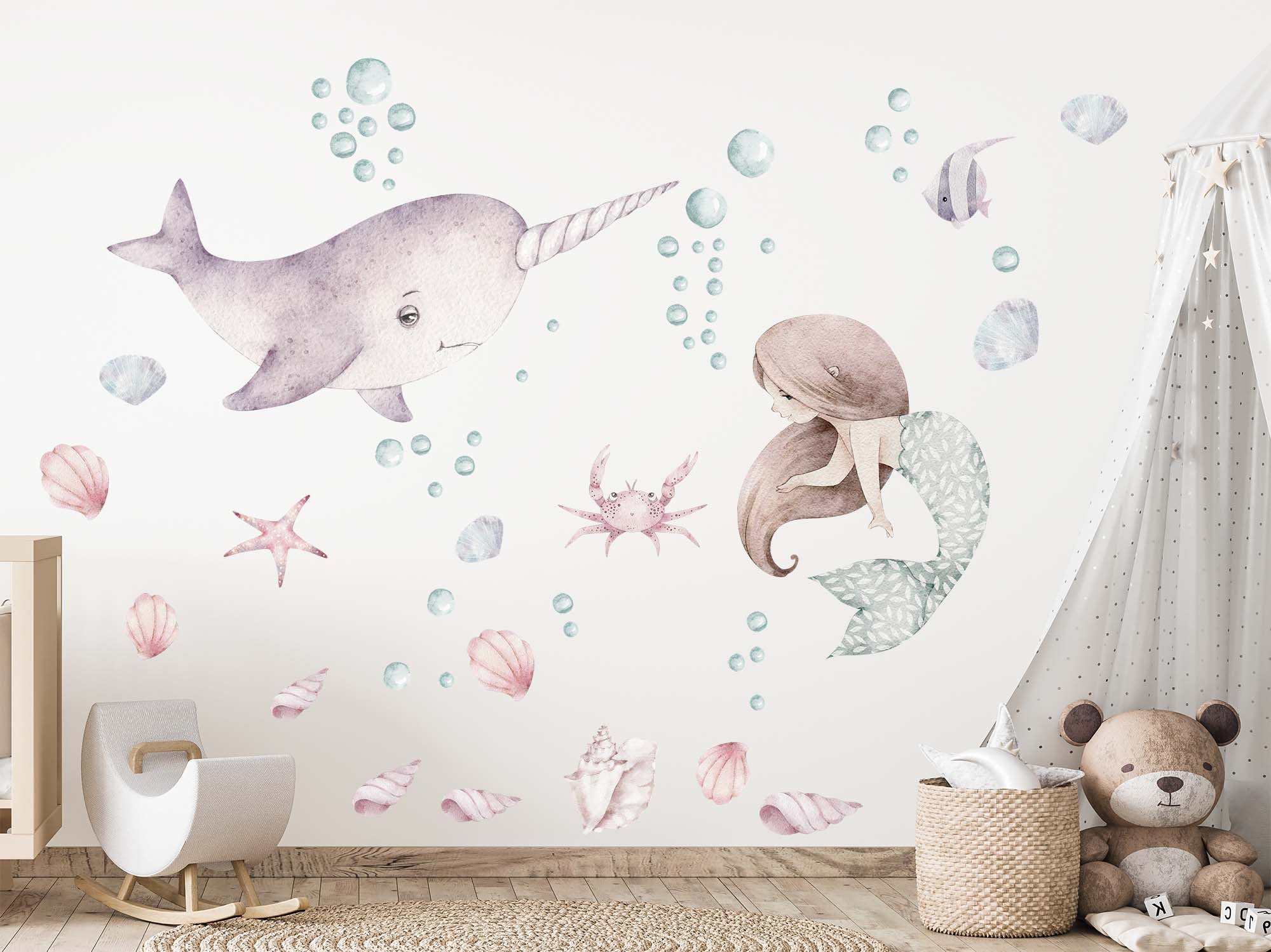 Mermaid Fabric or Vinyl Wall Decal Set Perfect for Mermaid Themed Rooms ...