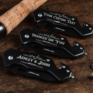 Fisherman Gift Personalized engraved knife. Hooked on you Fisher gifts , custom fisherman gift. Fishing gift. Fishing knife. fishing gift.