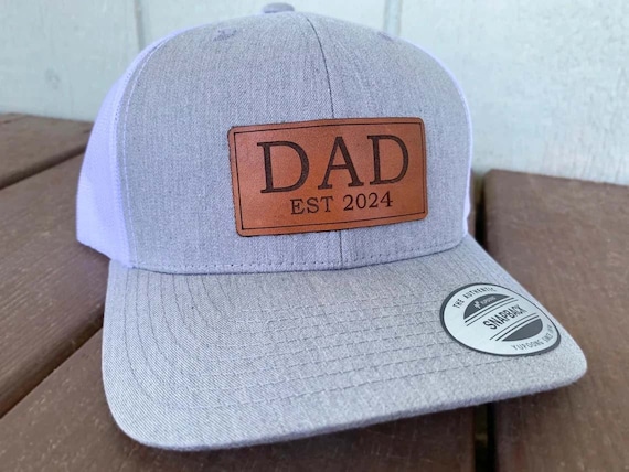 Dad Est 2024 Hat REAL LEATHER Dad Hat Personalize It for Any Year
