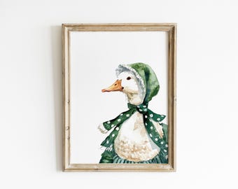 Mother Goose Nursery Wall Art Farmhouse Baby Room Decor Whimsical Goose Wall Art Green Nursery Kids Room Decor Farmhouse Nursery ANI23-A1