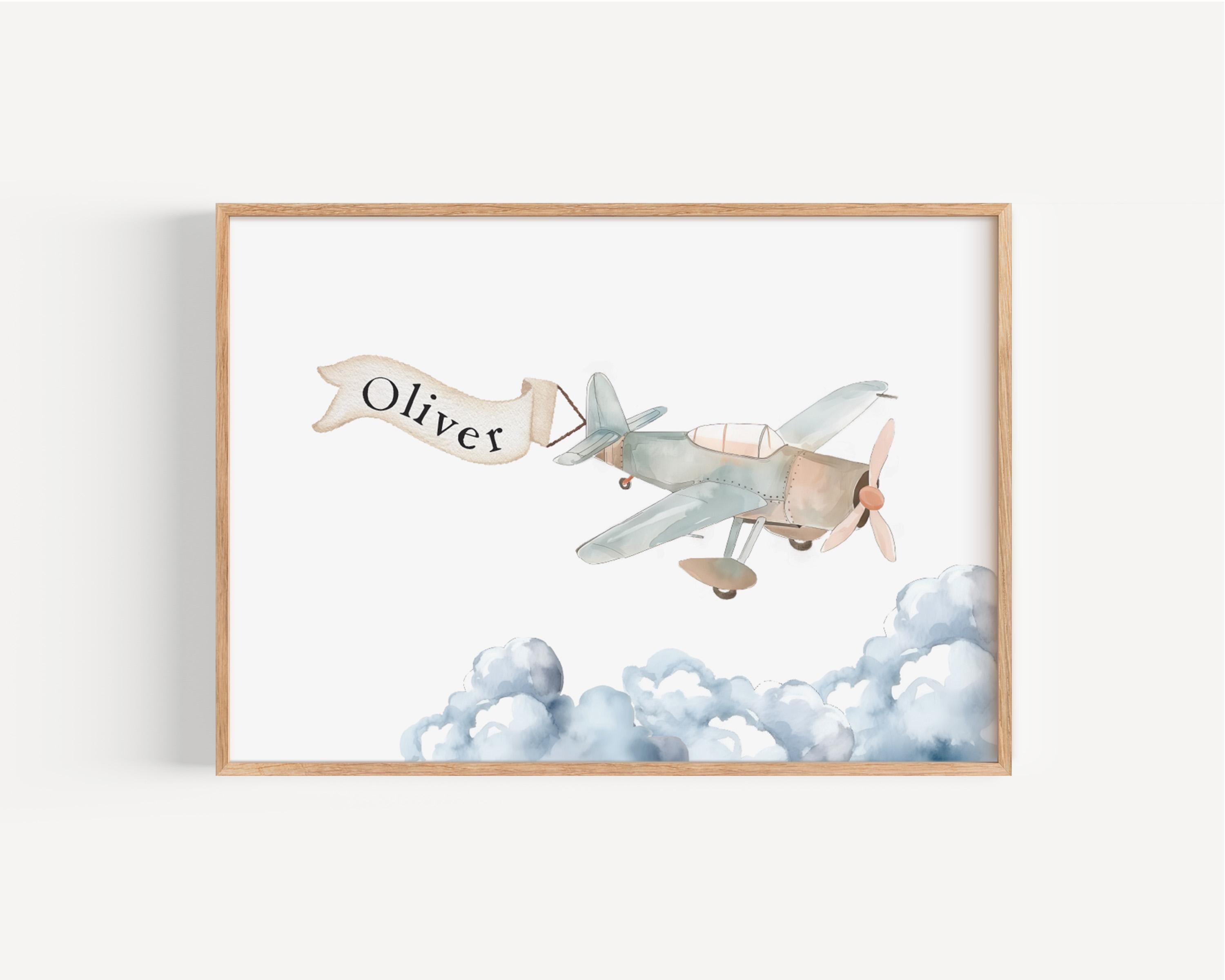 Personalized Airplane Nursery Wall Art Custom Baby Name Sign Boy ...