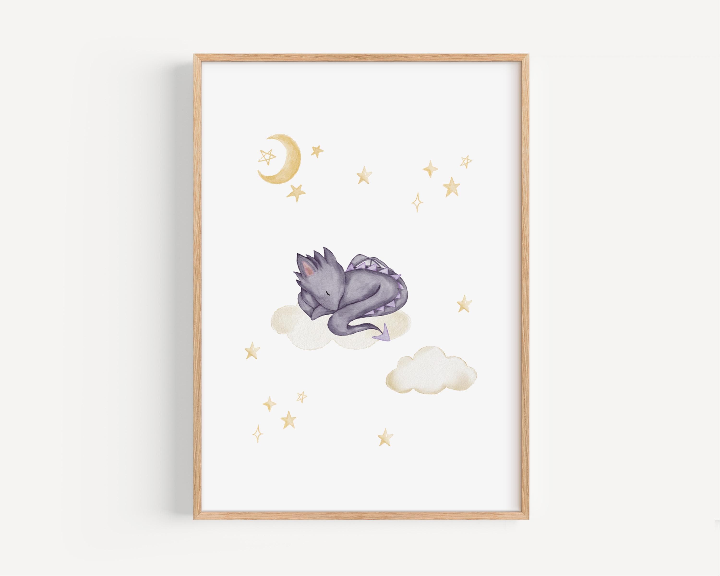 Fantasy Dragon Nursery Wall Art Storybook Baby Room Decor Watercolor ...