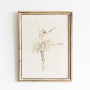 Vintage Ballerina Nursery art print ballerina Watercolor print girl nursery minimalist printed and shipped on high archival paper NN10-A1