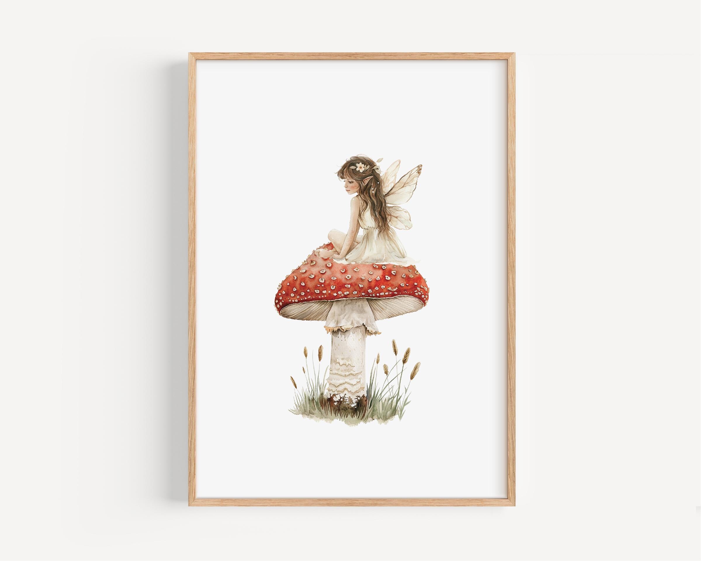 Whimsical Fairy Nursery Art Print Mushroom Print Watercolor Art Neutral ...