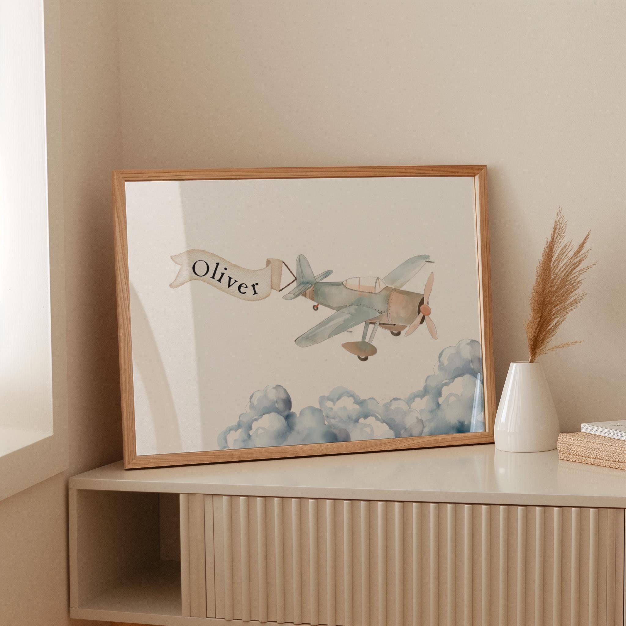 Personalized Airplane Nursery Wall Art Custom Baby Name Sign Boy ...
