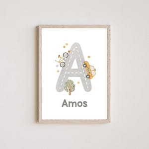 Personalized Transport Nursery Prints. Custom Name prints, boy room trucks and cars custom name prints Trucks decor Set of 3 CR1-A1 image 6