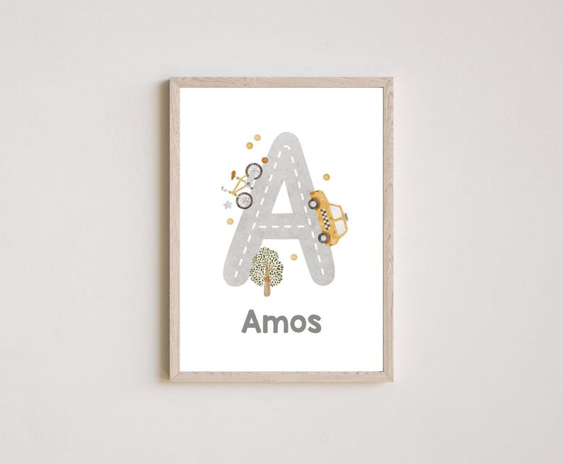 Personalized Transport Nursery Prints. Custom Name prints, boy room trucks and cars custom name prints Trucks decor Set of 3 CR1-A1 image 6