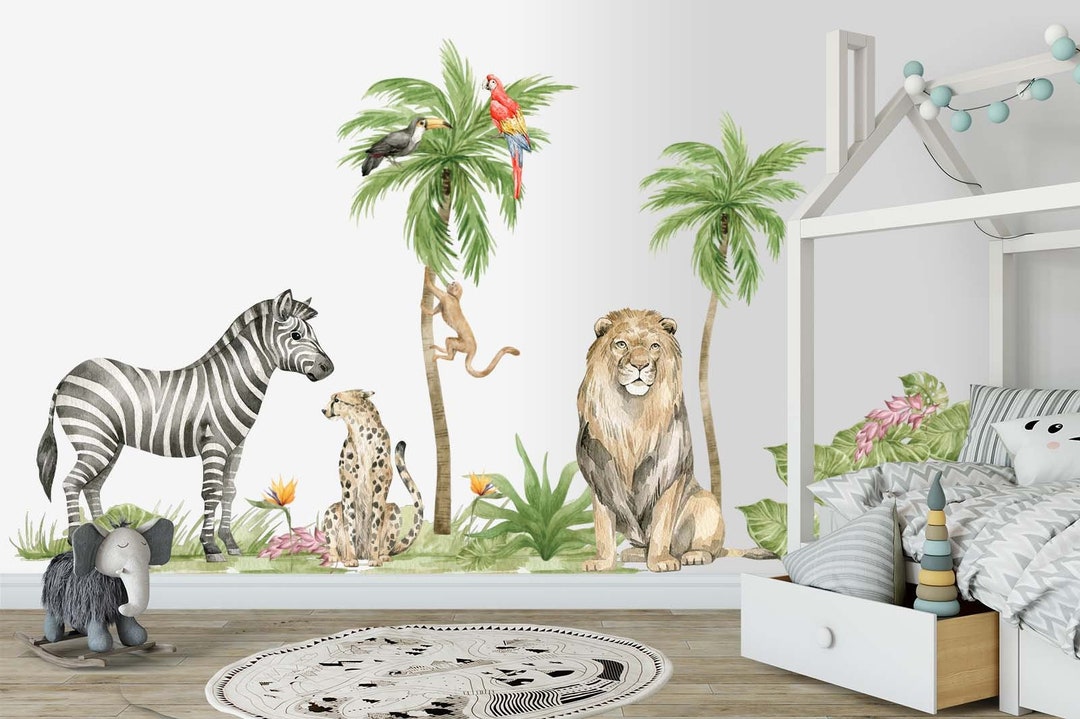 XL Safari Fabric Wall Decal Set for Kids, Safari Animals, Wall Decal ...