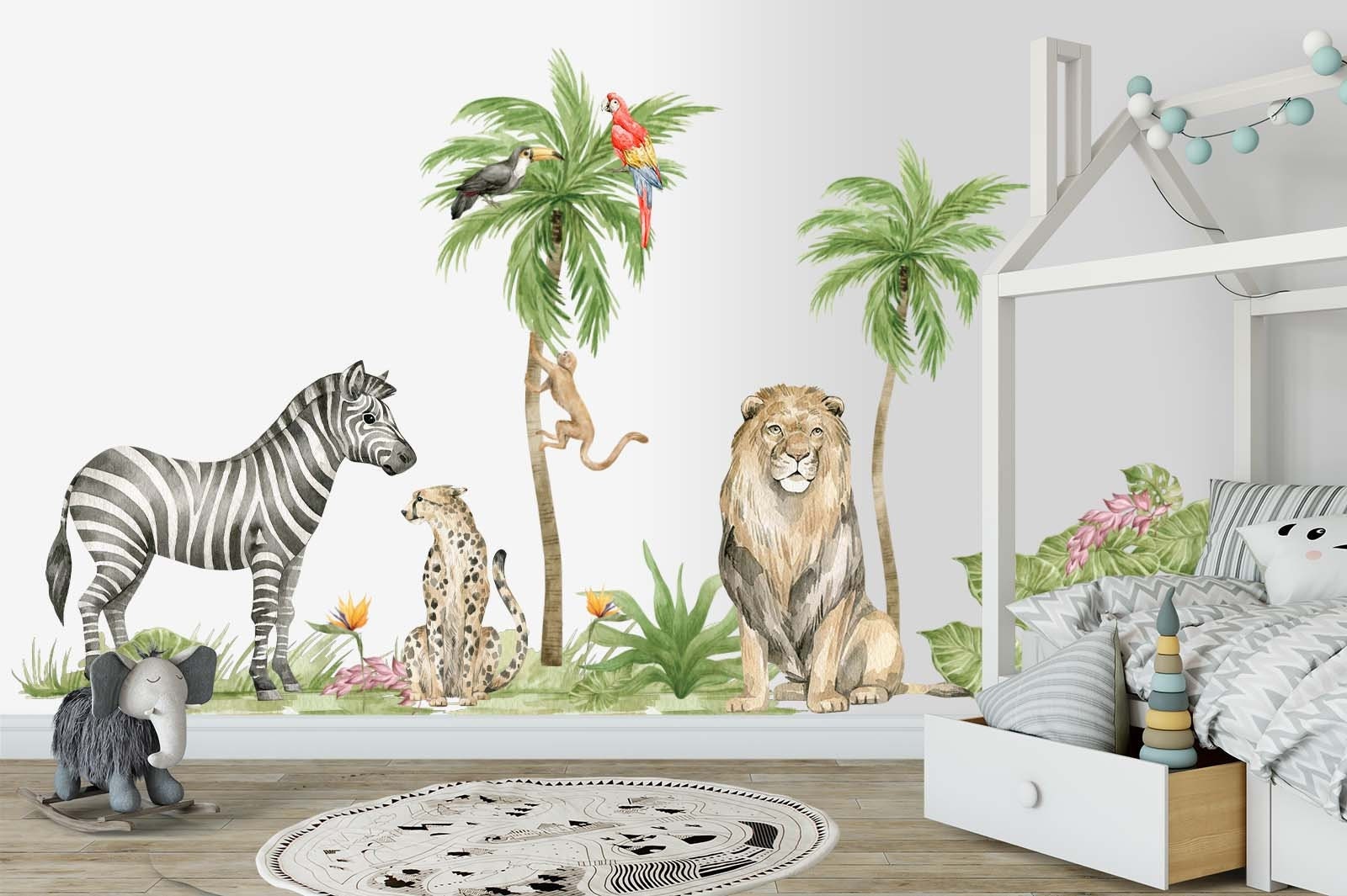 XL Safari Fabric Wall Decal Set for Kids, Safari Animals, Wall Decal ...