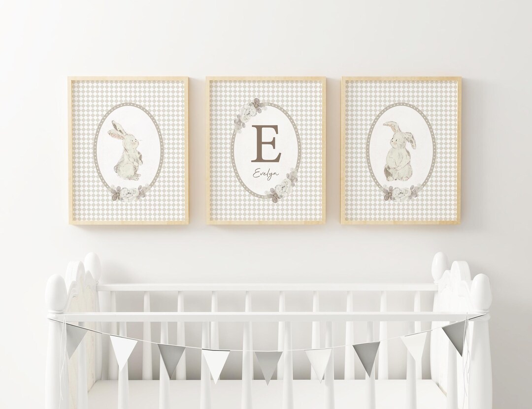 Personalized Vintage Bunny Nursery Bunny Art Print Vintage Nursery ...