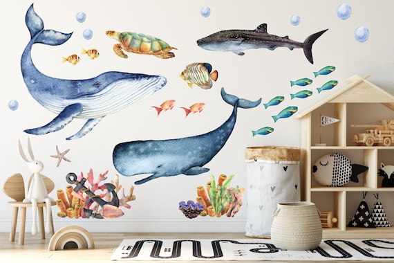 Sea Horse Ocean Wall Stickers - Removable Waterproof Vinyl Decals For Kids Bathroom, Nursery Decor - View #8