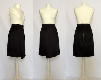 Dark brow, chocolate brown, formal, satin, asymmetrical, elegant, casual, designer skirt Size UK 14, 16 / US 10, 12