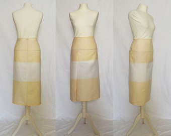 White, ivory, beige, striped, formal, wool, elegant, casual, designer skirt Size UK 12/ US 8