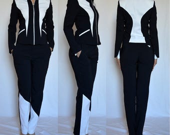 Sale! Tailored asymmetrical trousers, pants navy, ivory, white. Sizes UK 8, 12, 16 / US 4, 8, 12
