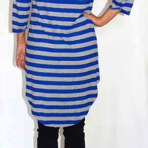 Grey, blue, striped, jersey, tunic, top, comfortable top Size UK 14, 16 / US 8, 10, 12 image 4