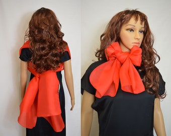 Red organza 100% pure silk Ponytail chiffon scarf large Stole Shawl scarves