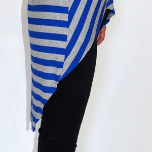 Grey, blue, striped, jersey, tunic, top, comfortable top Size UK 14, 16 / US 8, 10, 12 image 3