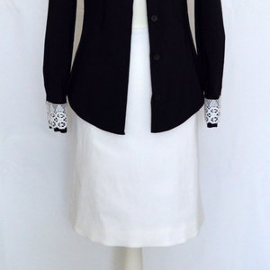 SALE Navy and white shirt, lace blouse Size UK 10, 12, 14 / US 6, 8, 10 image 2