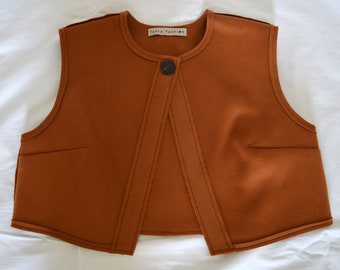 Wool, brown vest Size UK 12, 14 / US 8, 10