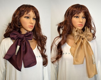 Purple brown cappuccino camel beige gold  100% pure silk Ponytail scarf Stole Shawl scarves