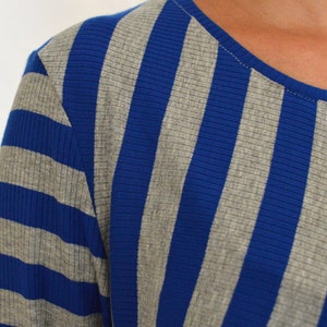 Grey, blue, striped, jersey, tunic, top, comfortable top Size UK 14, 16 / US 8, 10, 12 image 5