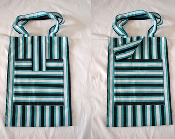 Tote striped print shopping fashion unique casual waterproof large bag