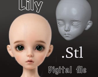 1/12 Scale Jointed Doll, Digital Download 15cm Pocket Size Doll Head