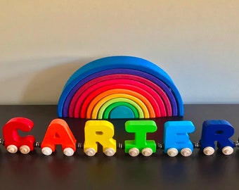 Wooden Name Puzzle, Train Nursery Decor, Baby Shower Gift, Personalized Gifts, Montessori Wooden Toy, Baby Room Decor, Unique Newborn Gift