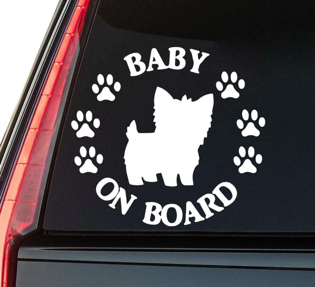 Baby Yorkie on Board Window Vinyl Decal Sticker 6