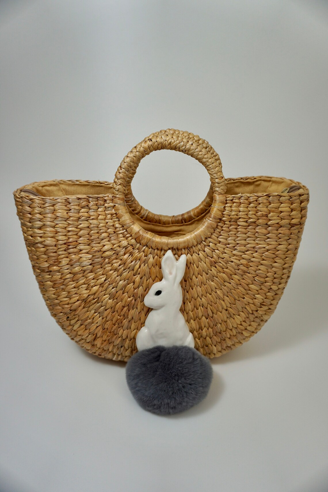 Large straw rabbit handbag Etsy