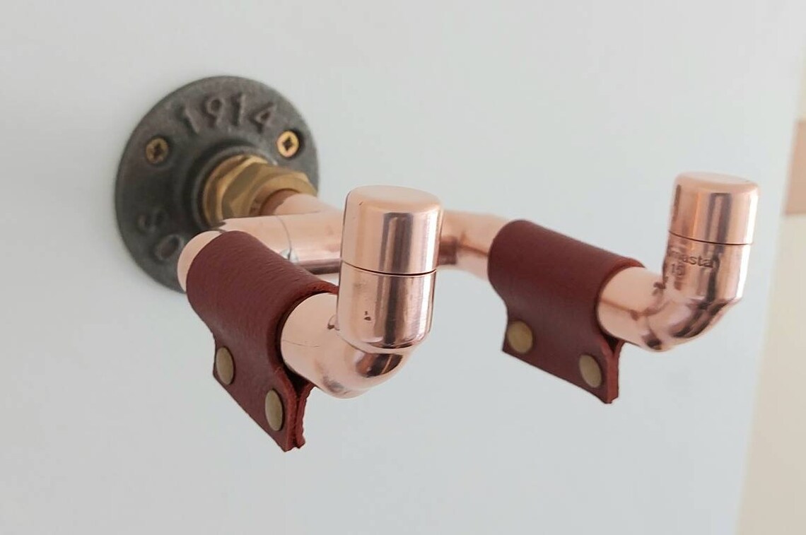 Copper Pipe Guitar Wall Bracket Mount. Red Leather Head Etsy