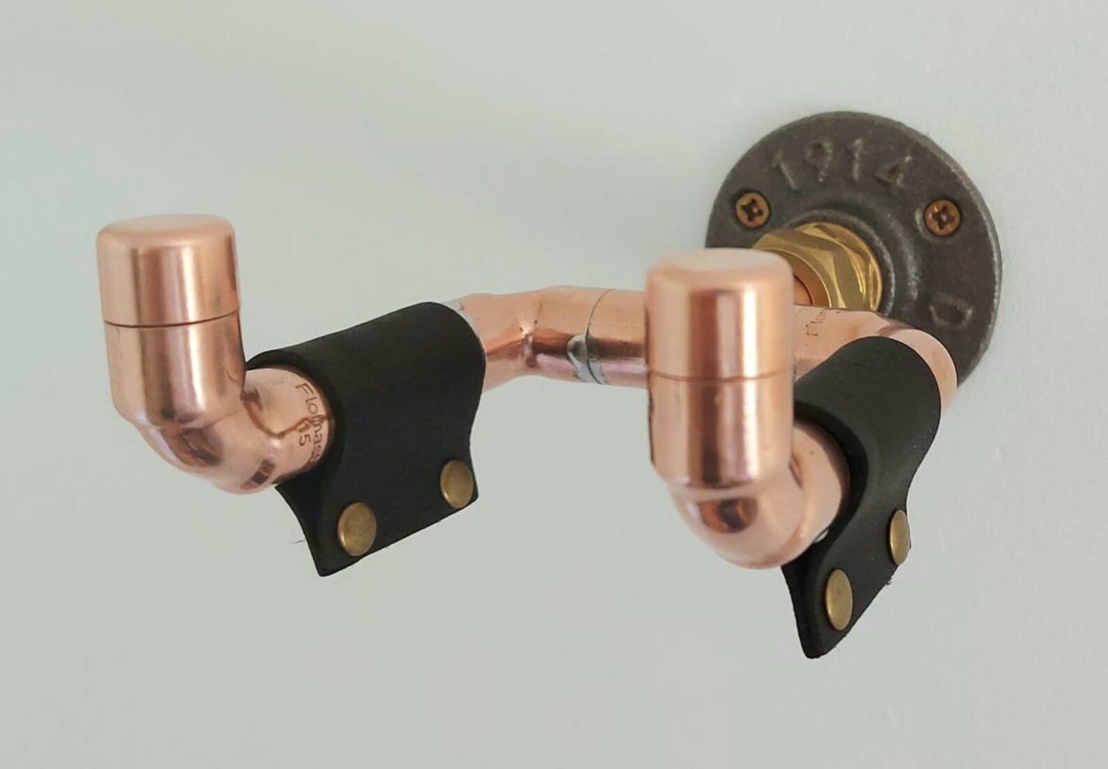 Copper Pipe Guitar Wall Bracket Mount. Black Leather Head Etsy