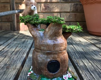 Tree Fairy Jar with Squirrel