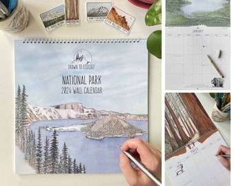 2024 National Park Wall Calendar, Landscape Calendar, 2024 Wall Calendar, National Park Calendar