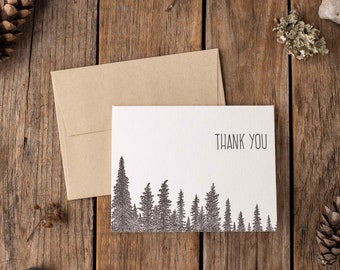 Thank You Card, Letterpress Card, Hand-drawn Card, Sustainable Card, Tree Illustration, Drawn to Ecology, Stationery