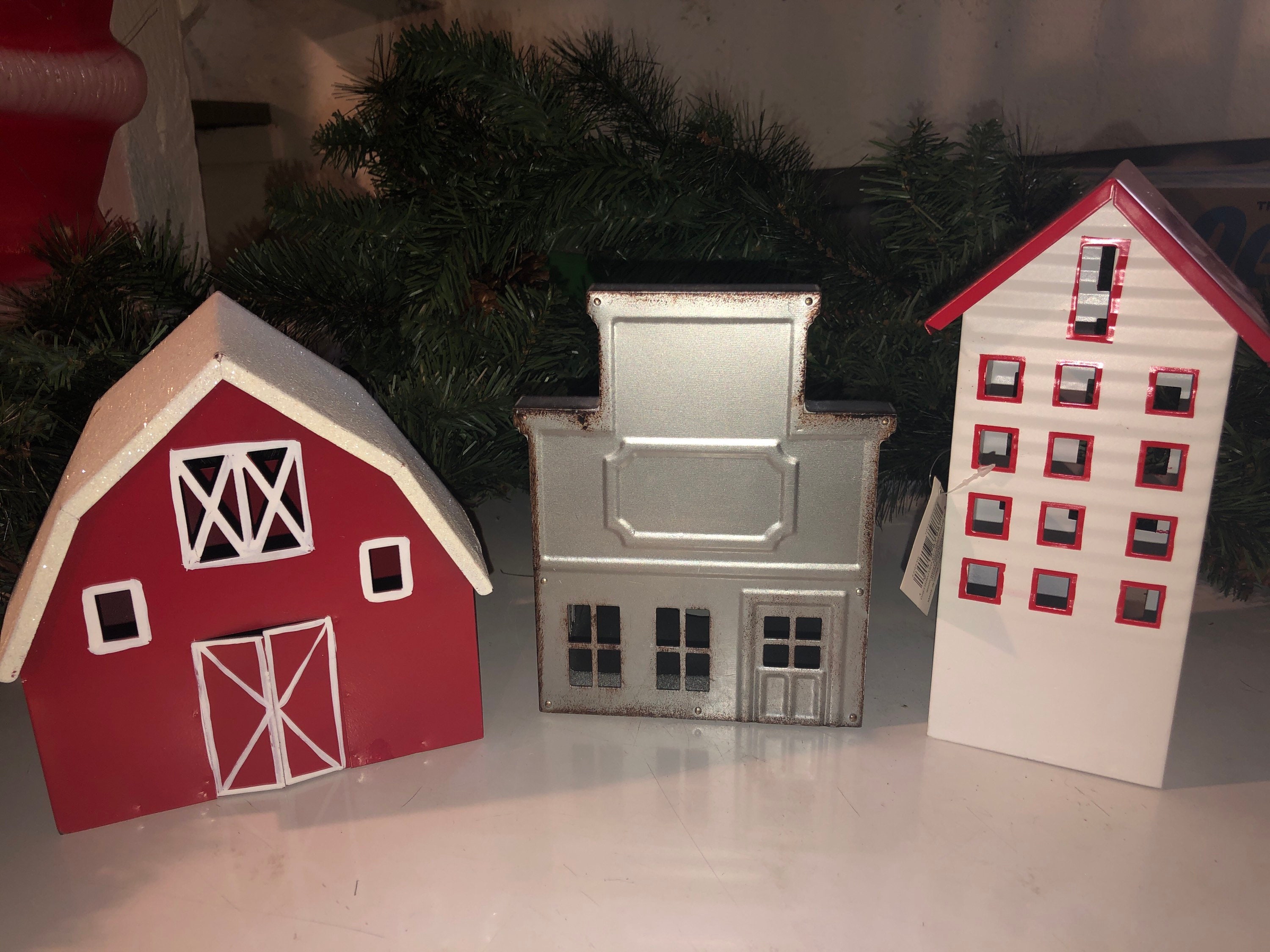 Metal House Christmas Farm Village Set with lightning Etsy