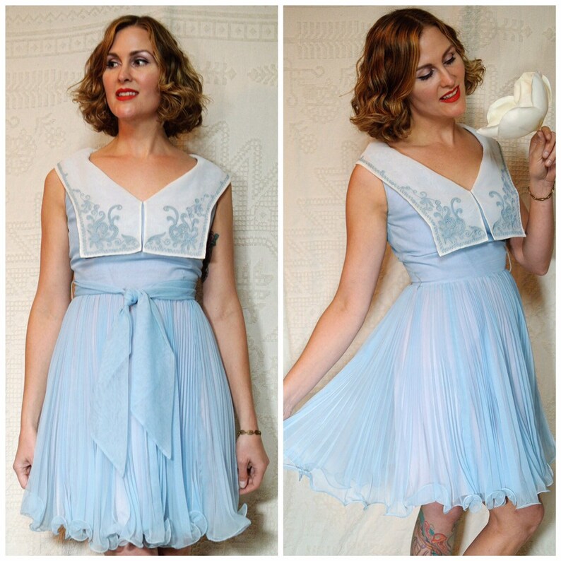 powder blue chiffon dress