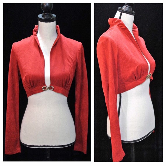 1940s Crop Bolero Open Front Lace Covered Cropped