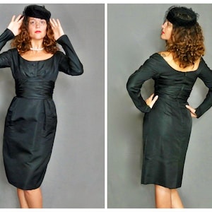 Designer 50s Mid Century Little Black Dress (Mam’selle by Betty Carol)