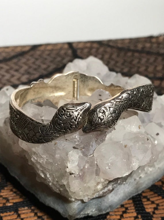 Snake Cuff Vintage Double Headed Snake/serpent Hinged Cuff