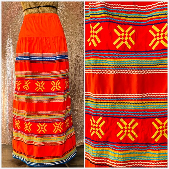 Seminole Indian Patch Work Maxi Skirt