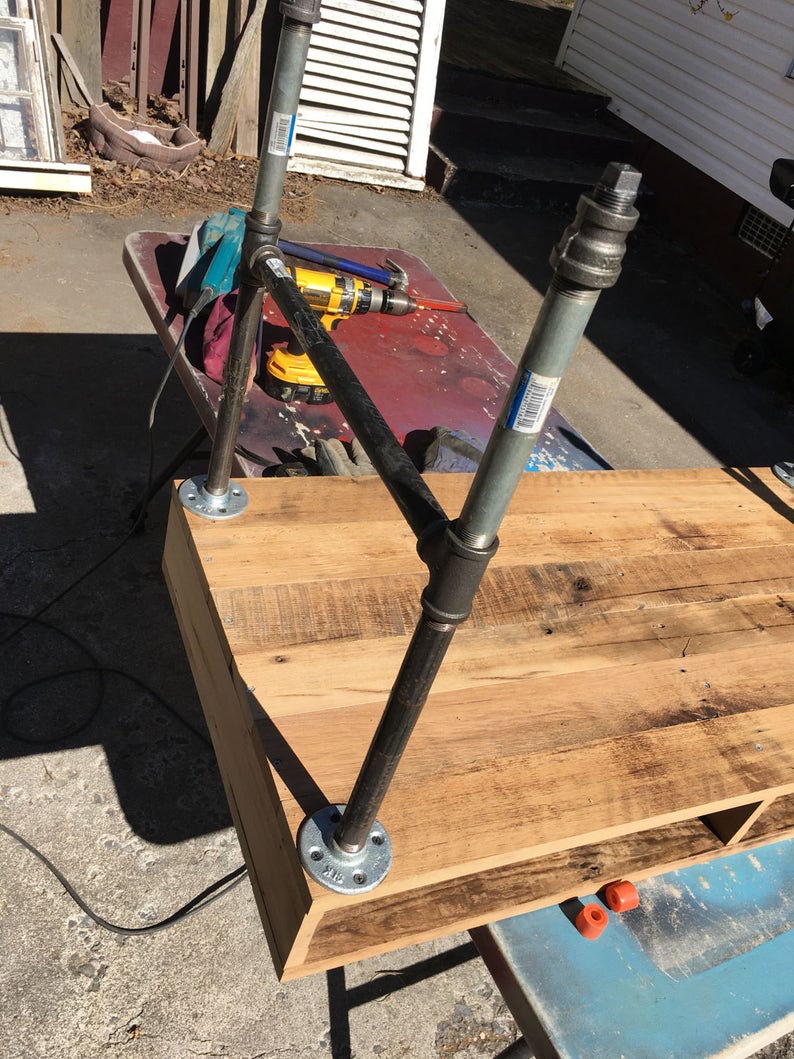 Custom Wood Desk With Pipe Fitting Legs Industrial Office Bedroom