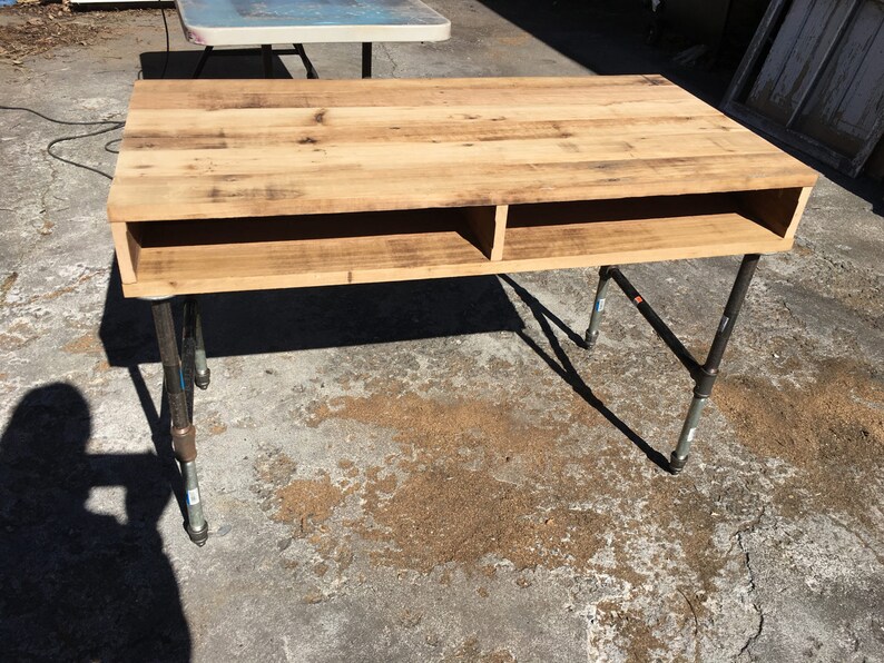 Custom Wood Desk With Pipe Fitting Legs Industrial Office Bedroom