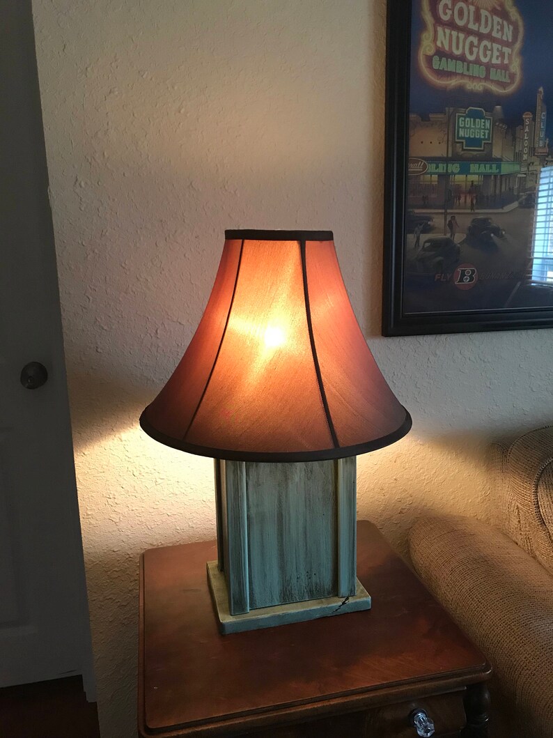 Turquoise Distressed Concealment Lamp Hidden Gun Etsy