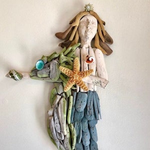 Drijfhout zeepaardje zeemeermin voor kust-, huis-, stranddecoratie, cadeau, bruiloft, feesten en meer.